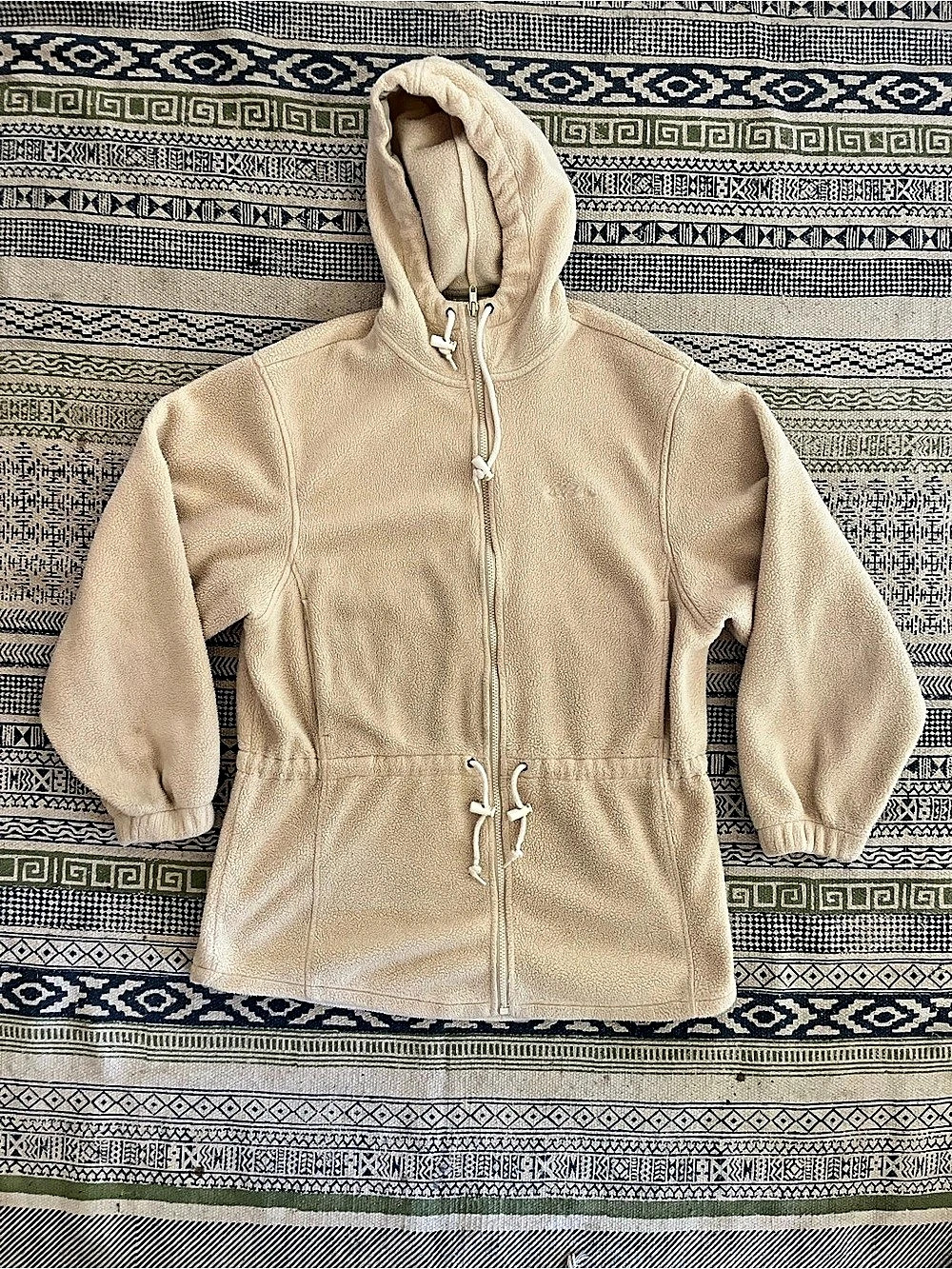 90s L.L.Bean Beige Hooded Fleece Jacket
